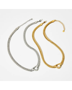 Retro Heart Shape Pendent Stainless Steel Plating Necklace 