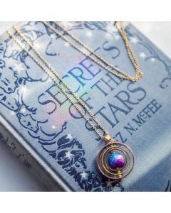 Novelty Galaxy Pendant Stainless Steel Plating Necklace Colorza