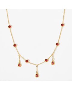 Sweet Inlay Zircon Water Droplets Titanium Steel Necklace