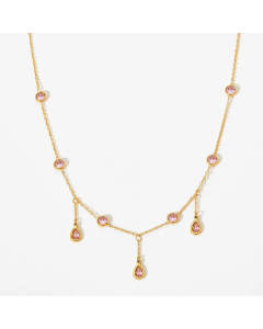 Sweet Inlay Zircon Water Droplets Titanium Steel Necklace