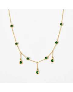 Sweet Inlay Zircon Water Droplets Titanium Steel Necklace