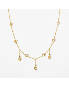 Sweet Inlay Zircon Water Droplets Titanium Steel Necklace