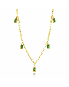 Retro Square Plating Inlay Zircon Titanium Steel Pendant Necklace Colorza