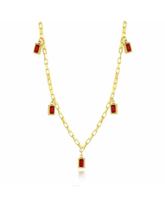 Retro Square Plating Inlay Zircon Titanium Steel Pendant Necklace Colorza