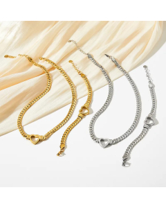 Retro Hollow Out Heart Shape Stainless Steel Plating Necklace