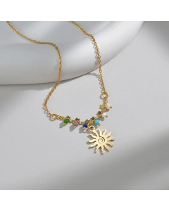 Vacation Sun Pendent Stainless Steel Gold Plated Stars Necklace Colorza