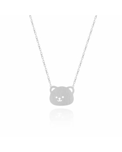 Cute Bear Head Pendent Titanium Steel Plating Necklace Colorza 
