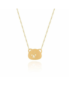 Cute Bear Head Pendent Titanium Steel Plating Necklace Colorza 