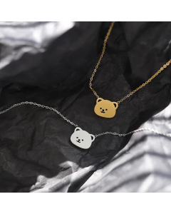 Cute Bear Head Pendent Titanium Steel Plating Necklace Colorza 