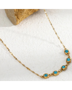 Fashion Inlay Zircon Square Stainless Steel Necklace Colorza
