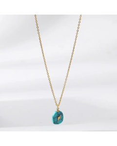Fashion Natural Stone Lightning Pendant Stainless Steel Necklace Colorza