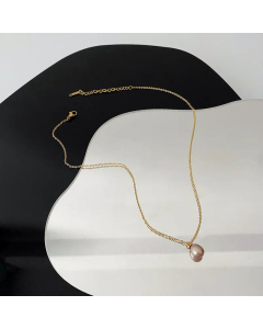 Elegant Water Droplets Pearl Pendent Titanium Steel Plating Necklace