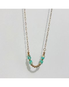 Fashion Bull Head Optical Chain Plating Natural Stone Stainless Steel Necklace-01-Green