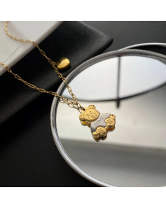 Cute Bear Love Pendent Titanium Steel Plating Necklace Fine Jewelry 
