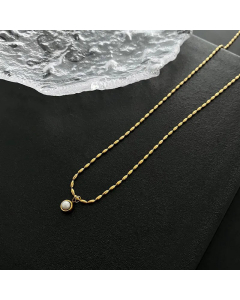 Glam Round Plating Artificial Pearls Titanium Steel Pendant Necklace