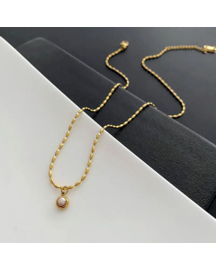 Glam Round Plating Artificial Pearls Titanium Steel Pendant Necklace