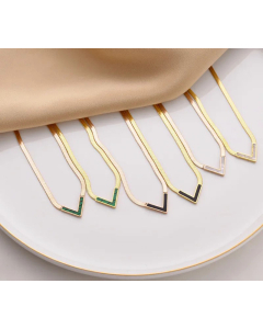 Fashion Plating Shell V Shape Titanium Steel Necklace