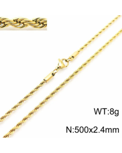 Plain Solid Color Twist Chain Titanium Steel Plating Necklace Colorza-50cm-2.4mm