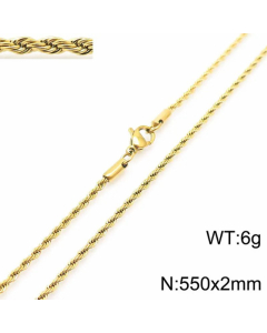 Plain Solid Color Twist Chain Titanium Steel Plating Necklace Colorza-55cm-2mm