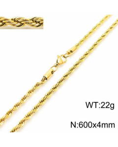 Plain Solid Color Twist Chain Titanium Steel Plating Necklace Colorza-60cm-4mm