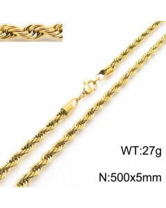 Plain Solid Color Twist Chain Titanium Steel Plating Necklace Colorza-50cm-5mm