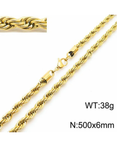 Plain Solid Color Twist Chain Titanium Steel Plating Necklace Colorza-50cm-6mm