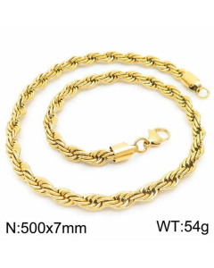 Plain Solid Color Twist Chain Titanium Steel Plating Necklace Colorza-50cm-7mm