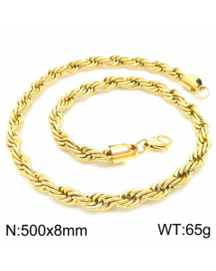 Plain Solid Color Twist Chain Titanium Steel Plating Necklace Colorza-50cm-8mm