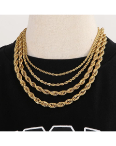 Plain Solid Color Twist Chain Titanium Steel Plating Necklace Colorza