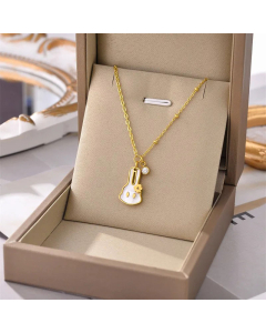Cute Plating Shell Rabbit Pendant Titanium Steel Necklace