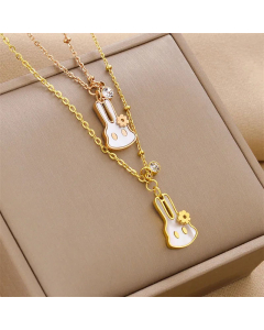 Cute Plating Shell Rabbit Pendant Titanium Steel Necklace