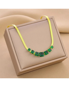 Elegant Plating Created Rhinestone Titanium Steel Necklace