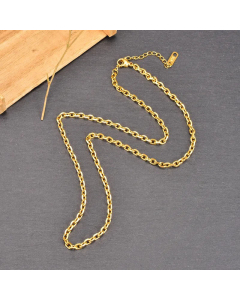 Plain Gold Plated Solid Color O-Shaped Titanium Steel Necklace Colorza