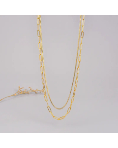 Plain Gold Plated Layered Paperclip Chain Titanium Stee Necklaces Colorza 