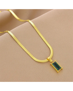 Classic Square Titanium Steel Plating Rhinestones Pendant Necklace