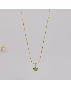 Vintage Style Gold Plated Artificial Gemstones Round Pendant Titanium Steel Necklace Colorza