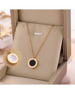 Classic Double-Side Round Roman Numerals Titanium Steel Plating Necklace 