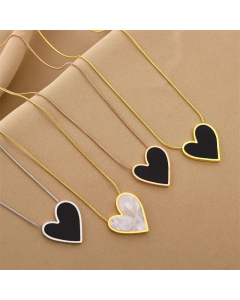 Elegant Heart Shape Plating Shell Titanium Steel Necklace
