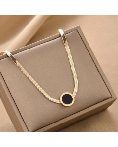 Minimalism Round Roman Numerals Titanium Steel Plating Necklace