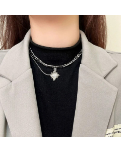 Fashion Geometric Stainless Steel Arylic Chain Gold Plated Inlay Artificial Rhinestones Necklace Colorza