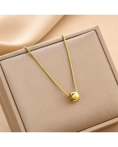Simple Style Geometric Plating Artificial Diamond Pendant Titanium Steel Necklace