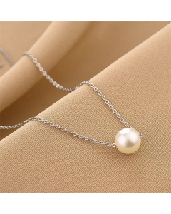 Minimalism Plating Artificial Pearls Pendent Titanium Steel Necklace