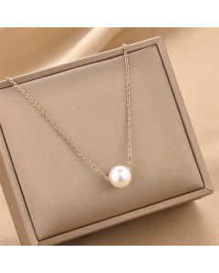 Minimalism Plating Artificial Pearls Pendent Titanium Steel Necklace