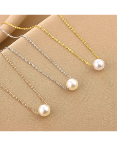 Minimalism Plating Artificial Pearls Pendent Titanium Steel Necklace