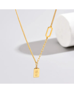 Fashion Rectangle Pendant Stainless Steel Necklace Colorza
