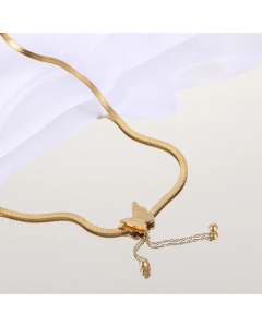 Elegant Butterfly Pendent Stainless Steel Tassel Necklace Colorza