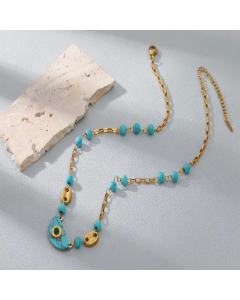 Fashion Semicircle Natural Stone Stainless Steel Necklace Colorza