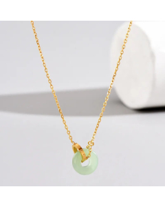 Chinoiserie Circle Artificial Gemstones Patchwork Stainless Steel Necklace Colorza