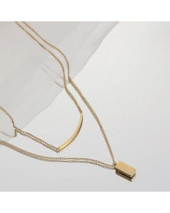 Fashion Rectangle Pendent Stainless Steel Layered Necklaces Colorza