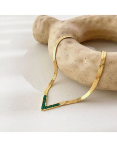 Fashion Letter Choker Titanium Steel Plating Zircon Colorza